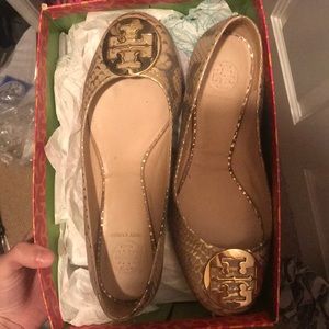 Market Burch metallic gold Reva flats